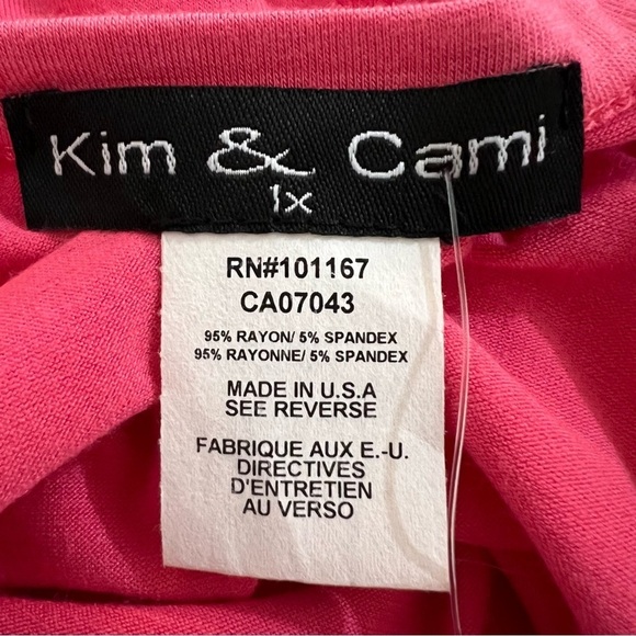 Kim & Cami Pink Cold Shoulder Tshirt Size 1X NWT - Picture 6 of 9